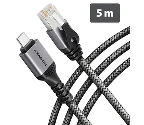 Axagon ADE-CM50 szary / Karta sieciowa / USB-C / Gigabit Ethernet / RJ-45 / kabel CAT6 5 m