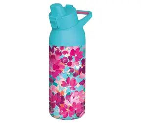 Quokka Tide kwiatowy zestaw / Butelka sportowa / Stal nierdzewna / 700 ml / Z dzióbkiem do picia