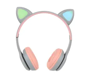 X-SITE CAT MZ47 szaro-różowy / Słuchawki / Bluetooth / Mikrofon / Konstrukcja składana