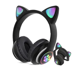 X-SITE CAT czarny / Słuchawki / Bluetooth / Składane / Świecące
