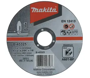 Tarcza tnąca Makita do aluminium / Tarcza tnąca / Średnica 115 x 22,2 mm / Szerokość tarczy 1 mm / Cięcie na sucho