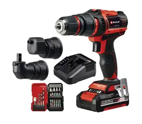 Einhell TE-CD 18/45 3X-Li +22 czerwony/czarny / Wiertarko-wkrętarka akumulatorowa/18 V/2 prędkości/2,0 Ah/zestaw 22 szt.