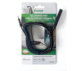 Vakoss TC-U570 czarny / Kabel USB USB-C - USB-C / Stojak / 100W / 1m