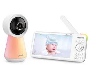VTech RM5756HD / Elektroniczna niania z wideodomofonem / Wi-Fi / Full HD 1080p / Wyświetlacz 5" / Obrotowa kamera