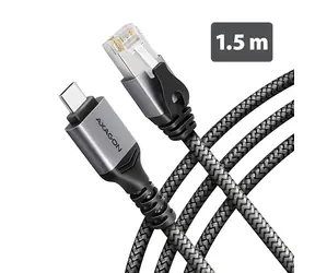 Axagon ADE-CM15 / Karta sieciowa / USB-C / Gigabit Ethernet / zintegrowany kabel RJ-45 1,5 m / Cat6