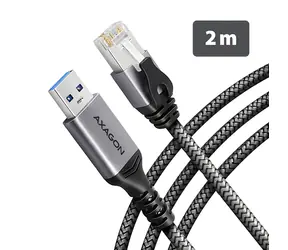 Axagon ADE-AM20 / Karta sieciowa / USB-A / Gigabit Ethernet / Zintegrowany kabel CAT6 2m / Szary