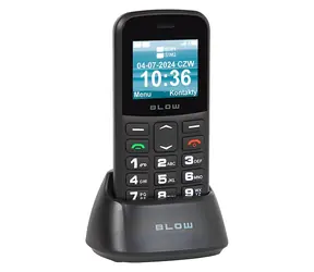 Blow S18D czarny z podstawką ładującą / Telefon dla seniorów / Dual SIM / Radio FM / Wyświetlacz 1,77" / MicroSD