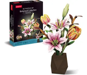 Puzzle 3D CubicFun Kolekcja botaniczna: Tulipany i lilie / 103 elementy