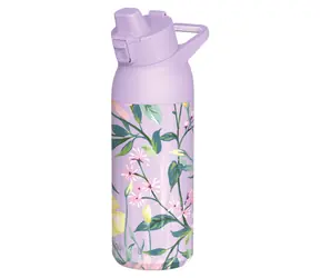 Quokka Tide all over botanic / Butelka sportowa / Stal nierdzewna / 700 ml / Z dzióbkiem do picia