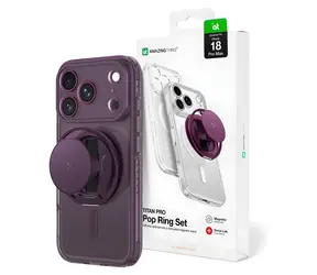 Obiektyw AmazingThing Titan Pro Pop fioletowy / Etui / Apple iPhone 18 Pro Max / MagSafe / uchwyt i podstawka