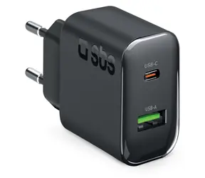 Adapter podróżny SBS PD 65 W czarny / Adapter podróżny / USB-A/USB-C