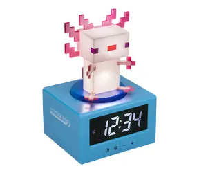 Budzik PALADONE Minecraft Axolotl / Tarcza analogowa / Projekt na licencji / 3 baterie AA