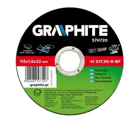 Tarcza tnąca do kamienia Graphite 57H720 / średnica 115 x 22,2 mm / szerokość 1,6 mm
