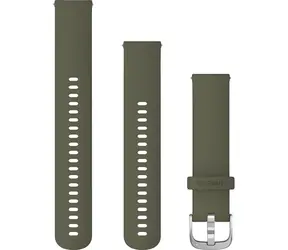 Garmin Quick Release 20 zielony, srebrna klamra / Pasek / silikon / 20 mm