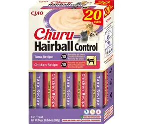 Inaba Churu Hairball Control puree z tuńczyka i kurczaka 20 x 14 g / Przysmak dla kota / Bez zbóż
