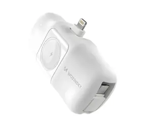 Wozinsky WF16-YLS biały / Powerbank / 5000 mAh / 15 W / wbudowane kable Lightning i USB-C / ładowarka do Apple Watch