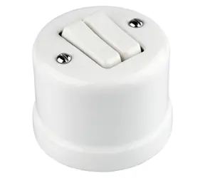 X-SITE Retro podwójny wyłącznik ceramiczny biały / Wyłącznik / Schodowy / Ścienny / 10 A / 250 V