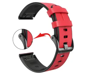 Pasek X-SITE do Garmin QuickFit 22 mm czerwony / Pasek / Silikon/skóra / 22 mm