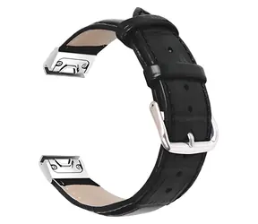 Pasek skórzany X-SITE do Garmin QuickFit 22 mm czarny / Pasek / Skóra / 22 mm / Metalowa klamra