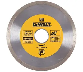 DeWalt DT40206 / Tarcza diamentowa do cięcia betonu, płytek i okładzin / 180 x 22,2 mm / Grubość 1,6 mm