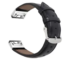 Pasek X-SITE do Garmin QuickFit skórzany 20 mm czarny płaski / Pasek / Skóra / Metalowa klamra