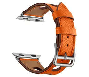 Pasek skórzany X-SITE do Apple Watch 42/44/45/49 mm pomarańczowy / Pasek / Apple Watch / Skóra