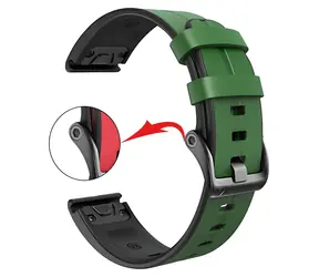 Pasek silikonowo-skórzany X-SITE do Garmin QuickFit 22mm zielony / Pasek / Silikon/skóra / 22 mm