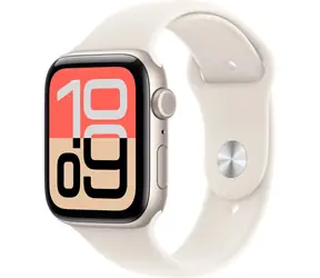 Apple Watch SE 3 (2025) GPS + Cellular 44 mm, koperta aluminiowa w kolorze gwiaździstej bieli - pasek sportowy w kolorze gwiaździstej bieli, rozmiar M/L / 160-210 mm