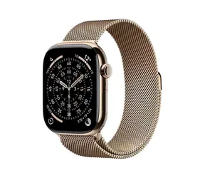 Apple Watch Series 11 GPS+Cellular 42 mm, koperta ze złota i tytanu - złota bransoleta mediolańska / 130-180 mm