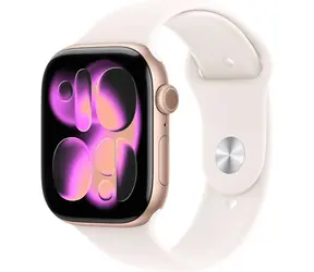 Apple Watch Series 11 GPS 46 mm, koperta aluminiowa w kolorze różowego złota - pasek sportowy w kolorze jasnoróżowym, rozmiar M/L / 160-210 mm