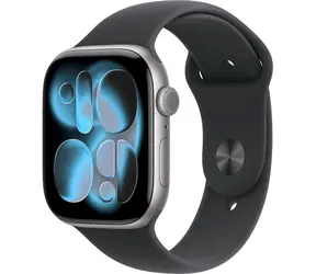 Apple Watch Series 11 GPS+Cellular 46 mm, obudowa aluminiowa w kolorze gwiezdnej szarości - pasek sportowy w kolorze czarnym, rozmiar M/L / 160-210 mm