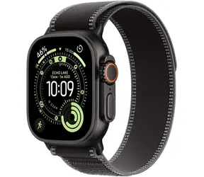 Apple Watch Ultra 3 (2025) GPS+Cellular 49 mm, obudowa z czarnego tytanu - czarny uchwyt Trail Grip (S/M) / 130-180 mm