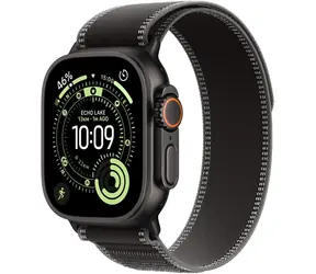 Apple Watch Ultra 3 (2025) GPS+Cellular 49 mm, obudowa z czarnego tytanu - czarny uchwyt Trail Grip (M/L) / 145-220 mm
