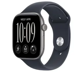 Apple Watch Series 12 GPS 46 mm, koperta aluminiowa, kolor gwiezdnej szarości, pasek sportowy w kolorze granatowym, rozmiar S/M / 140-190 mm