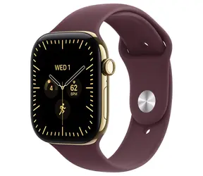 Apple Watch Series 12 GPS+Cellular 42 mm Jasnozłota tytanowa obudowa - bordowo-czerwony pasek sportowy M/L