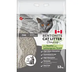 Żwirek dla kota Flamingo Bentonite o zapachu trawy cytrynowej 12kg