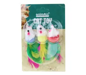 animALL Zabawka dla kota mysz z piórkiem 3 szt.