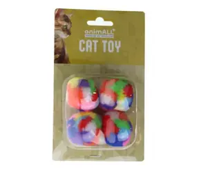animALL Zabawka Kot Pluszowa Piłka Kolorowa 4-5 cm 4 szt