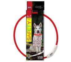 Obroża nylonowa LED Dog Fantasy czerwona 65 cm