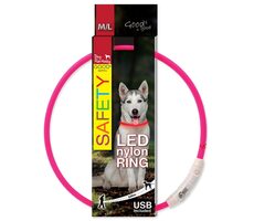 Obroża nylonowa LED Dog Fantasy różowa 65 cm