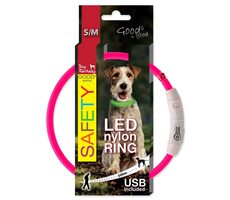 Obroża nylonowa LED Dog Fantasy różowa 45 cm