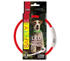 Obroża nylonowa LED Dog Fantasy czerwona 45 cm
