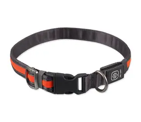 Obroża nylonowa LED Dog Fantasy USB, świecąca SM, pomarańczowa, 1,9 x 35-50 cm