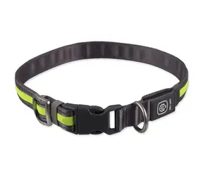 Obroża nylonowa LED Dog Fantasy USB, świecąca SM, zielona, 1,9x35-50 cm
