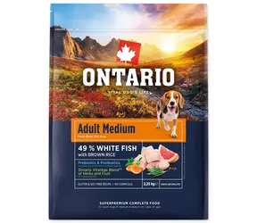 Ontario Adult Medium Fish & Brown Rice 2,25 kg / Granulat dla dorosłych psów 