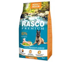 Rasco Premium Adult Medium Chicken with Rice 3kg / Granulat dla dorosłych psów 