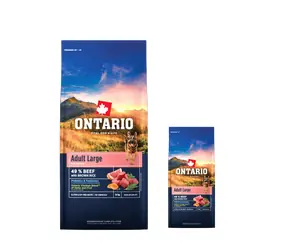 Ontario Adult Large Beef & Brown Rice 2 x 12 kg + BEZPŁATNA beczka / granulki dla dorosłych psów 