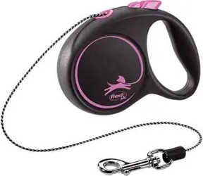 Lina Flexi Black Design XS 3M czarno-różowa / Smycz 