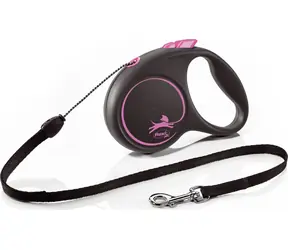 Lina Flexi Black Design S 5m czarno-różowa / Smycz 