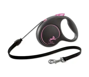 Lina Flexi Black Design M 5m czarno-różowa / Smycz 